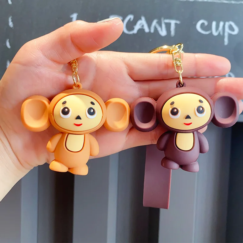 Cartoon Cheburashka Key Chain Russia Movie Cosplay Big Eared Monkey Backpack Pendant Accessories Children Gifts