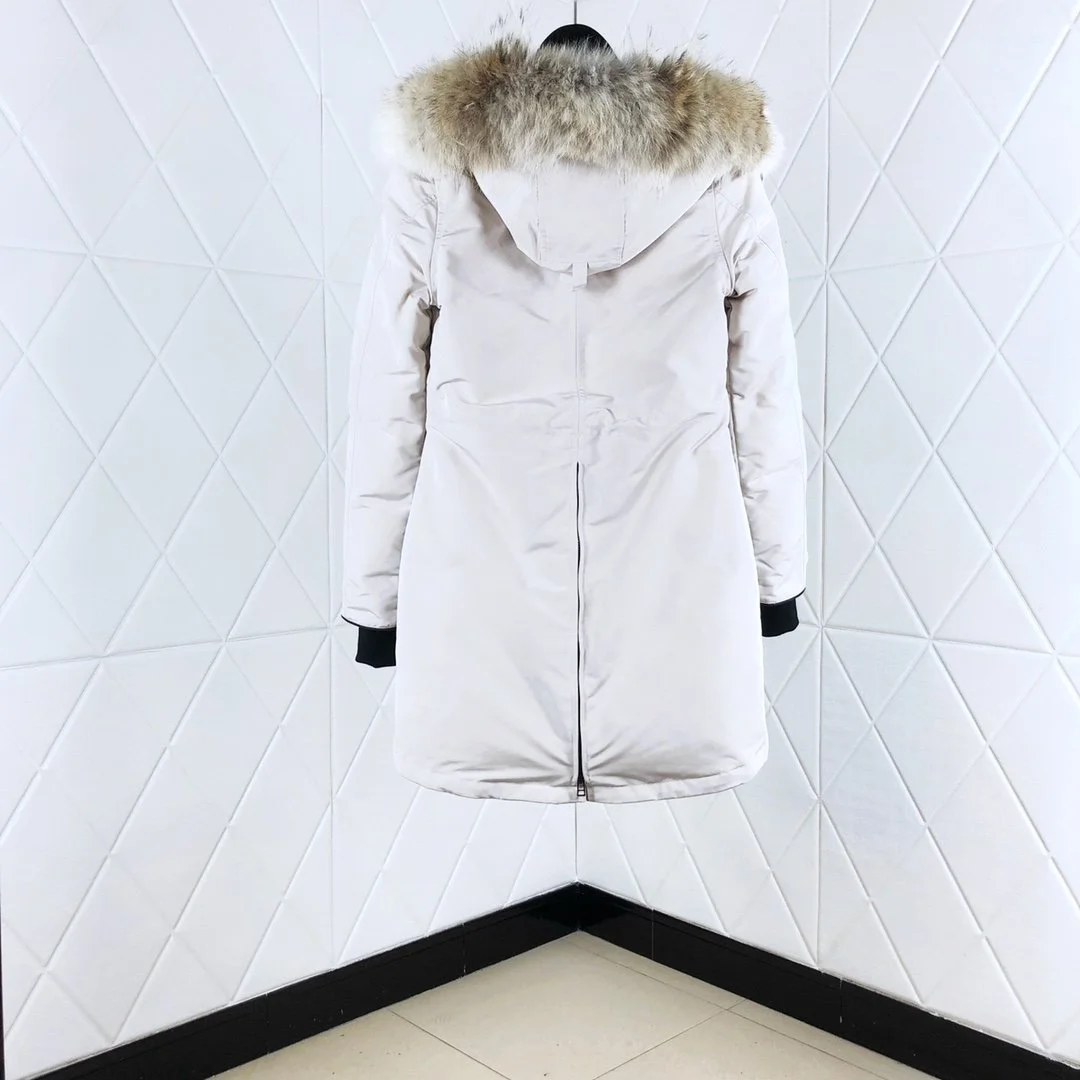 Chaqueta de plumón de ganso blanco grueso para mujer, Parka cálida de longitud media a prueba de viento y frío, abrigo con capucha de estilo canadiense, Invierno