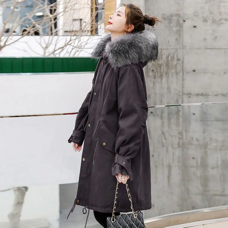 

2026 Fashion Women's Medium and Long Autumn and Winter New Coat Loose Large Size Waist Versatile Cotton Coat Cotton Coat Top