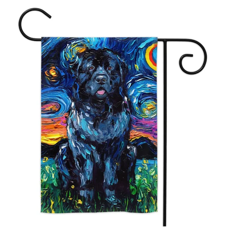 Newfoundland Starry Night Yard and House Flags Double Sided Printing Art By Aja Outdoor Decor Lawn Garden Decoration