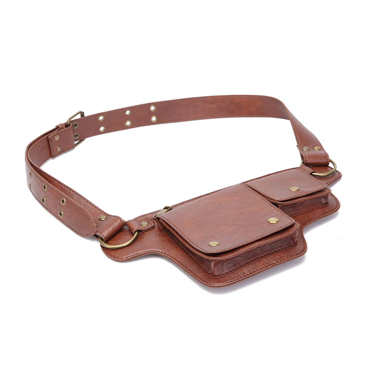 Utility Belt Waist Pack, Multi Compartment Hip Pouch with Snap Button & Zip Closure, Adjustable Strap with Metal Eyelets, Hands Free Storage for Hiking, Camping, Cycling, Road Trips and Outdoor Daily Excursions for Men Women