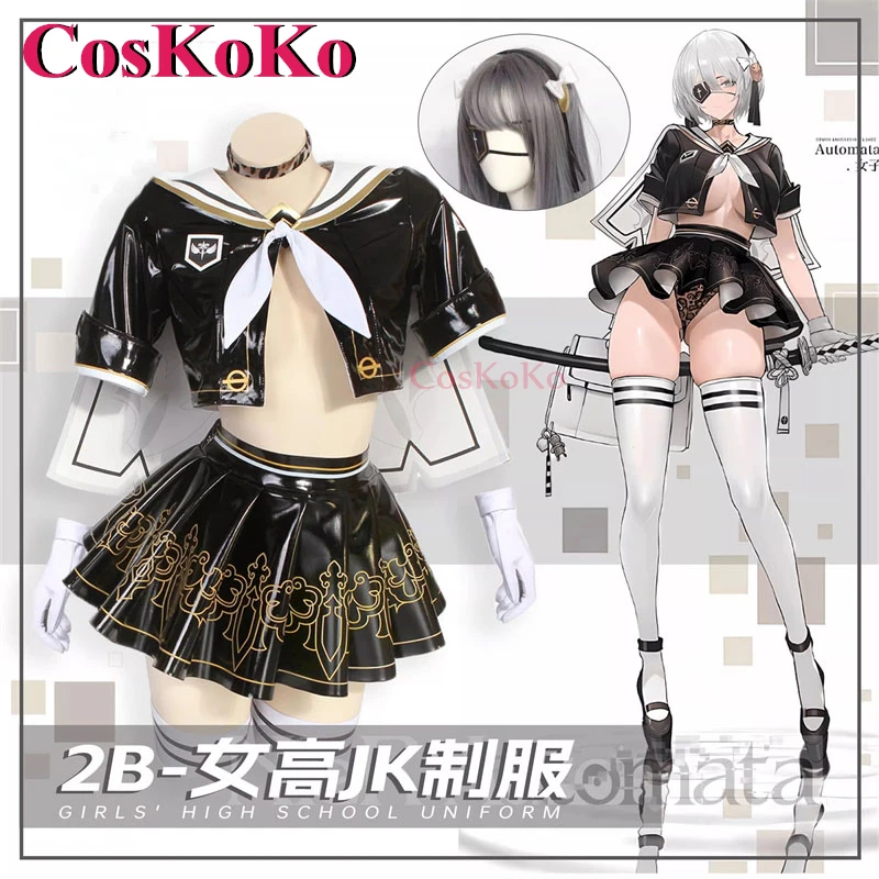 Coskoko 2b Cosplay Game Nier: Automata Kostuum Lieve Sexy Meisjes Middelbare School Jk Uniform Halloween Party Rollenspel Kleding Nieuw