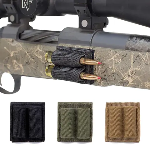 Soporte de 2 balas redondo para Rifle con pegatina de respaldo adhesivo, soporte de munición 308 30-06 para Rifles, bolsa de munición lateral y buttstock
