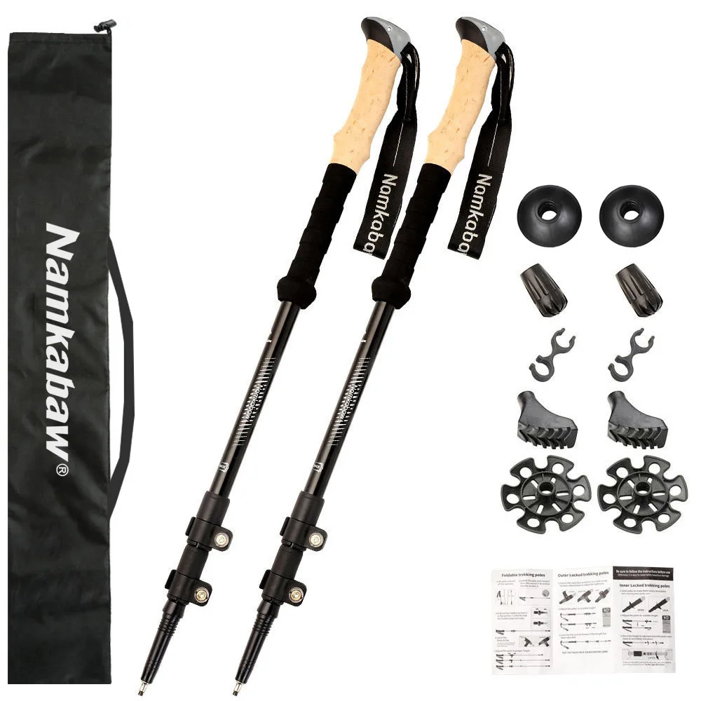 

Outdoor Aluminum Alloy External Locking Three-section Straight Handle Trekking Pole Telescopic Walking Pole Hiking Pole Set