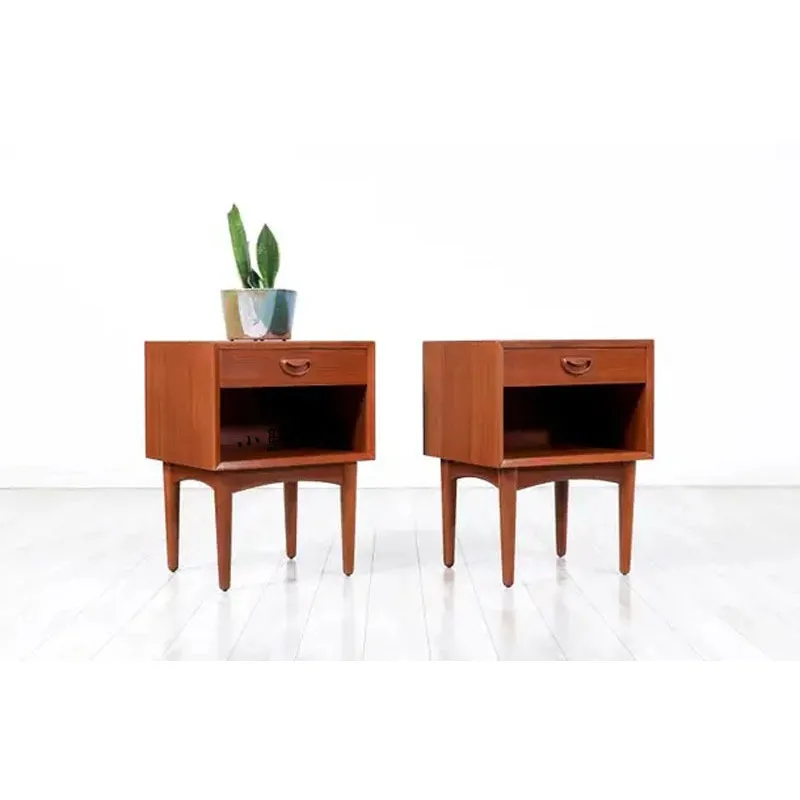 MCM style furniture medieval replica cherry wood bedside table 4