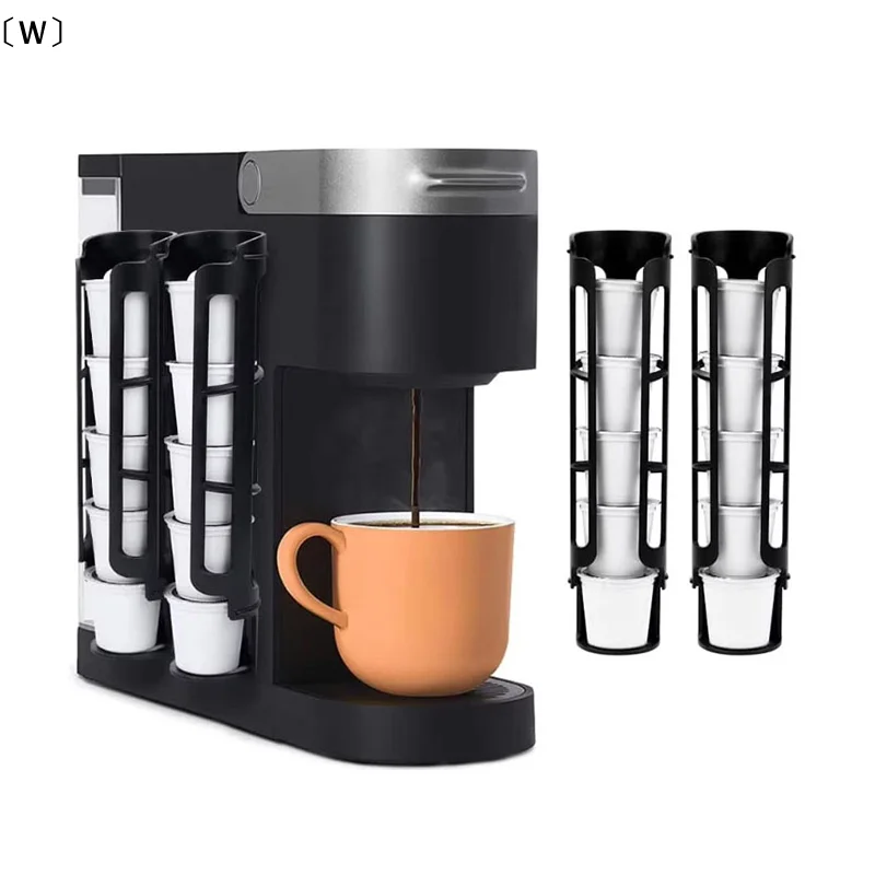 〔W〕 Coffee Pod Holder Space Saving K-Cup Pod Storage Organizer Compatible With Keurig Coffee Makers Dual-Compartment Organizer