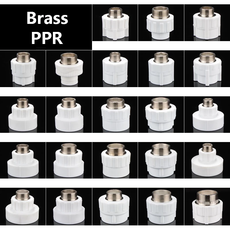 

Никелированная латунная резьба + белый редуктор PPR, прямой фитинг для водопроводной трубы, переходник с наружной резьбой 1/2 дюйма ~ 1,5 дюйма