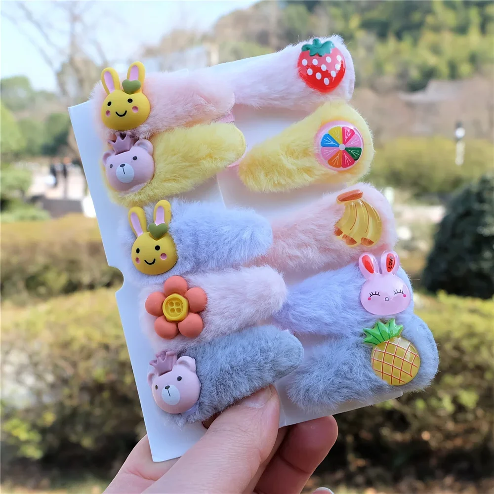 Baby Girl Hair Accessories Clips Set Kids Cartoon Head Bands Kawaii Scrunchie Rubber Rope Cute Hairpins Colored Barrettes Fasion