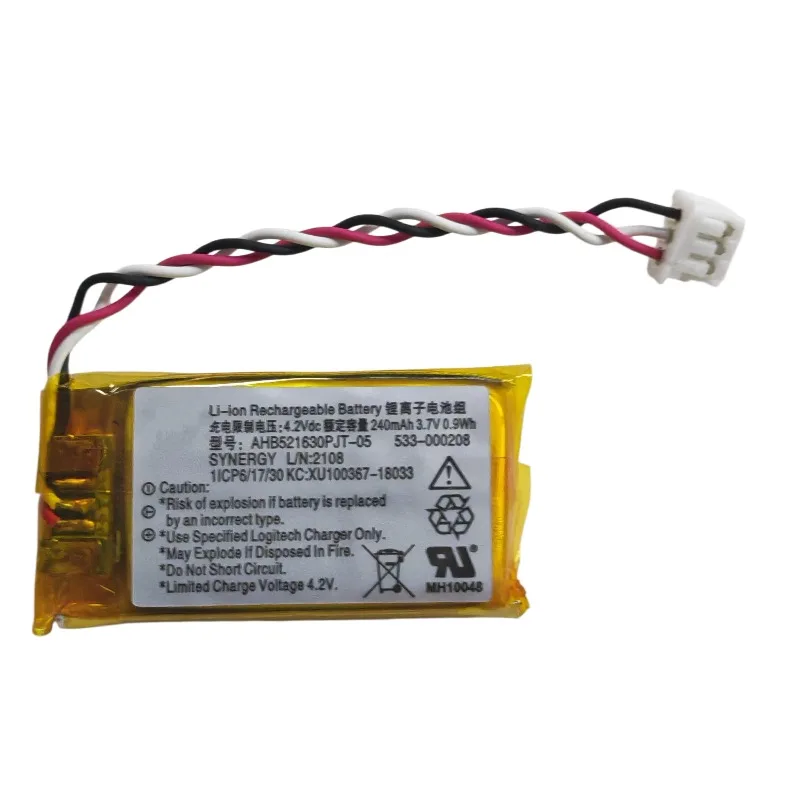 533-000208 240mAh 3.7V Wireless Mouse Battery for Logitech UE3500 UE4500 UE3100 High‑quality Replacement Battery AHB521630PJT-05