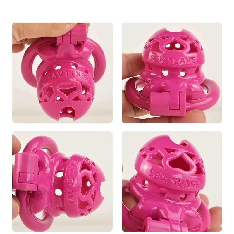 2024 High Quality Pink Cobra Male Chastity Device With 4 Arc Rings,Sissy Cock Cage,Restraint Penis Cage,BDSM Sextoys For Man Gay