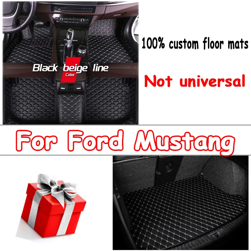 Car floor&Trunk mats for Ford Mustang 2015-2022 16 17 18 19 20 21 Custom foot Pads automobile carpet cover interior accessories