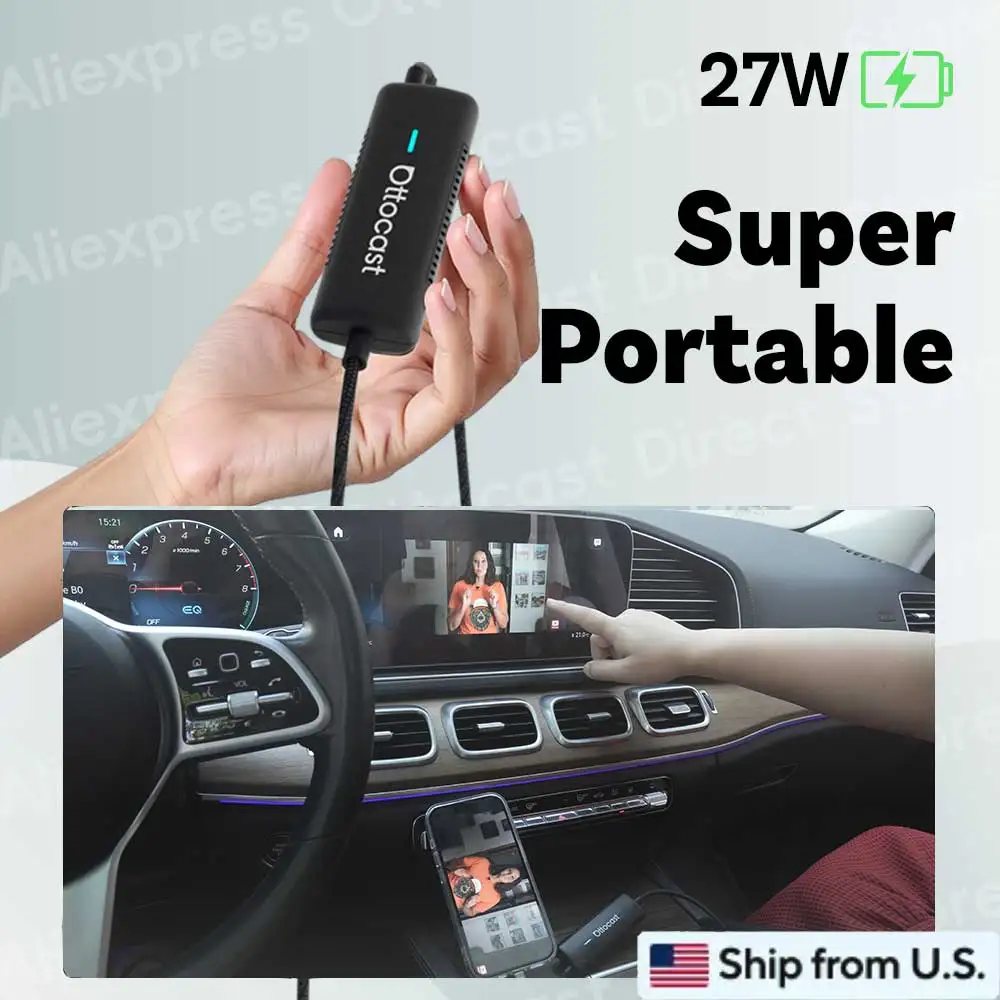 

Mirror Touch Wireless CarPlay Adapter Near Zero-Latency Mirroring Car Control Phone for Youtube Navigation Music Ship From US