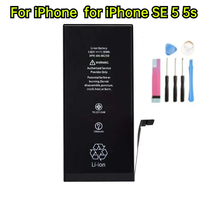 

Модернизированный аккумулятор емкостью 2500 мАч для IPhone SE 5 5s, сменный комплект с расширенным сроком службы и инструментами, длительное время ожидания
