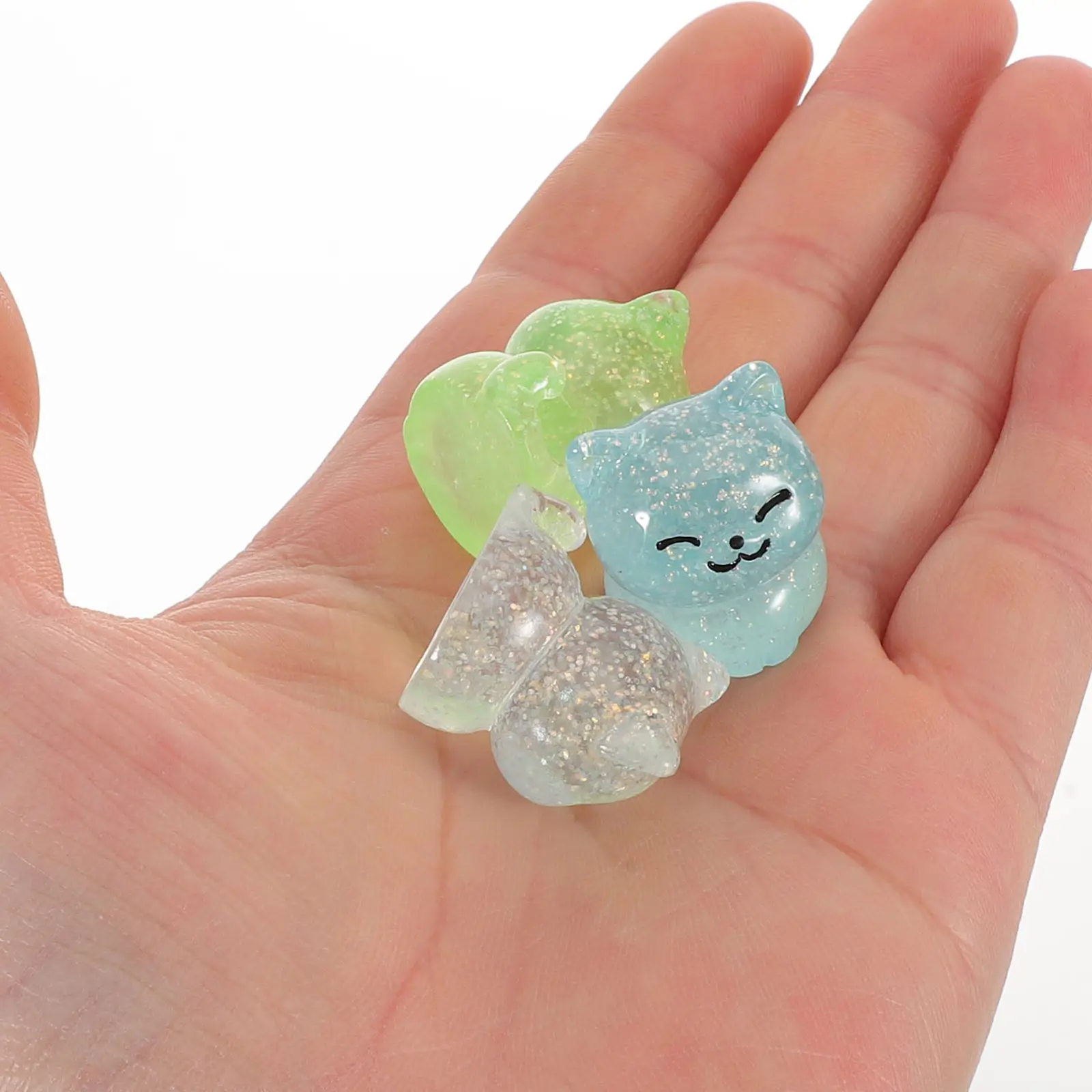 

24Pcs Miniature Resin Cat Sculptures Glitter Tiny Landscape Garden Desktop Bonsai Decoration Micro Landscape Ornament
