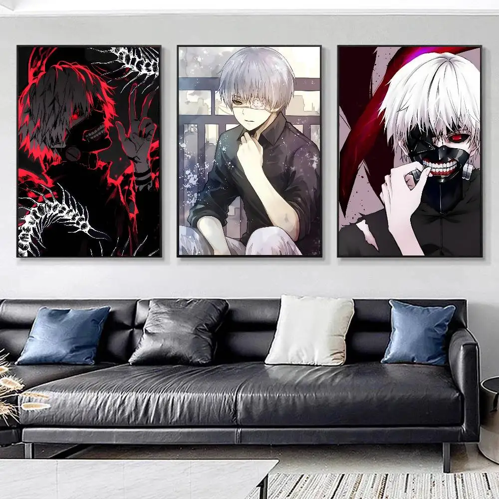 Anime T-Tokyo G-Ghoul Kaneki Posters HD Print Vintage Wall Art Decor for Home Study Room