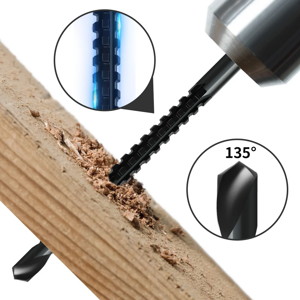 6/3Pcs HSS Twist Drill Bits Set 3-8mm Serrated Grooving Cutting Tap Spiral Saw Wood Metal Plastic Multifunction Hole Tools
