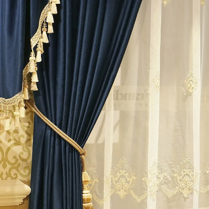 Benutzerdefinierte Größe!! Europäischen Stil Einfache Licht Luxus Samt Tuch Verdunkelung Sonnenschutz Vorhänge für Wohnzimmer Esszimmer Schlafzimmer Dekor – Detail 8