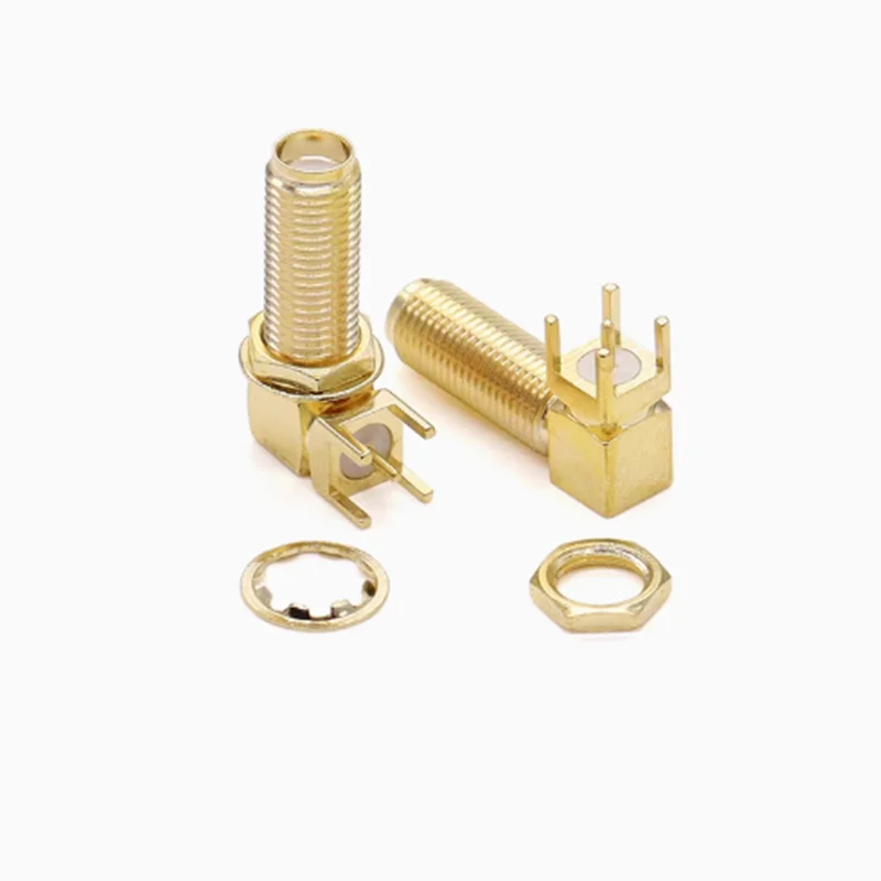 10pcs SMA Female Thru Hole Plug Right Angle 90 Degree SMA-KWE PCB Mount Connector RF Adapter 17mm 20mm 23mm Length