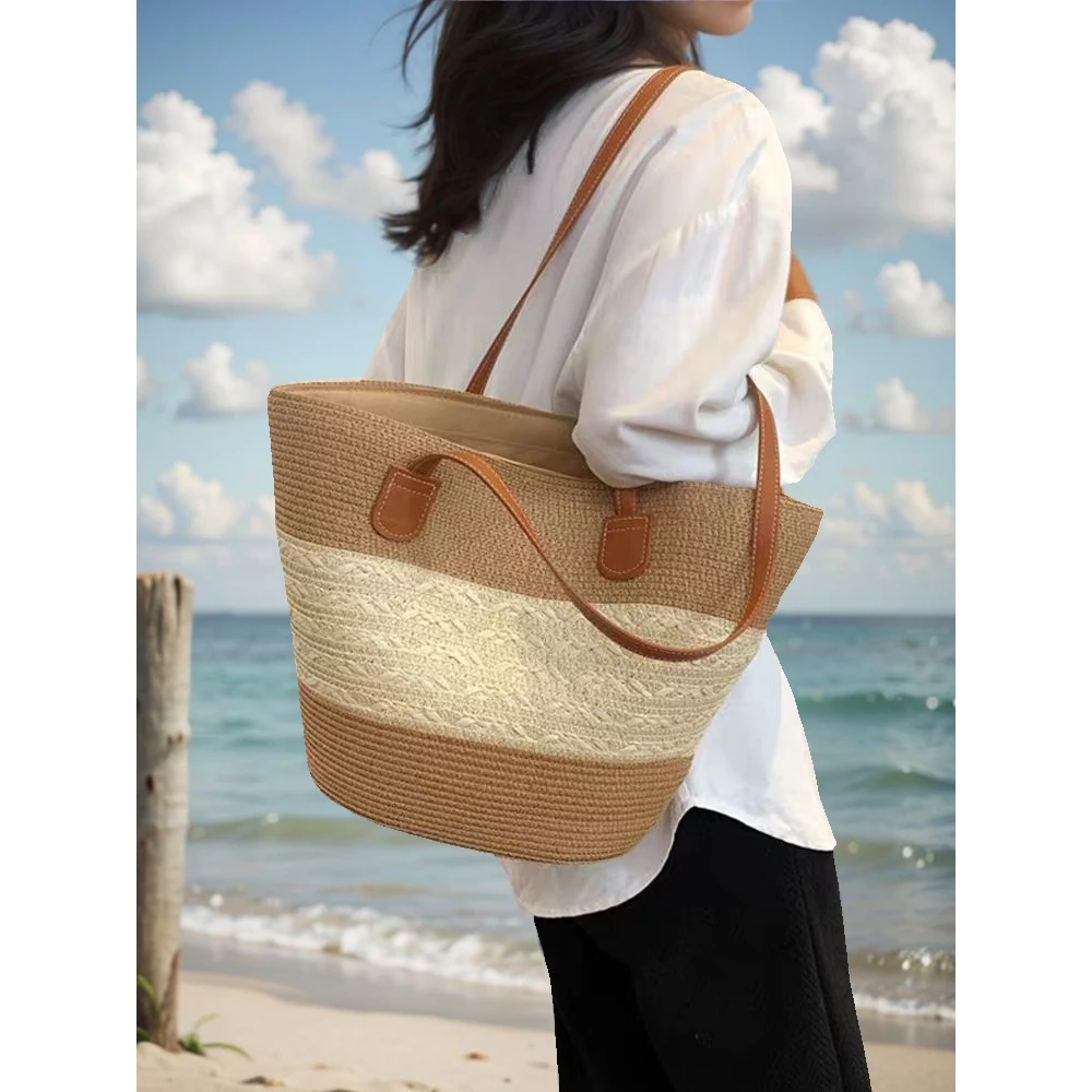 

New Beach Seaside Outdoor Outing Vacation Large Capacity Women's Straw Bag Sehe Fashion