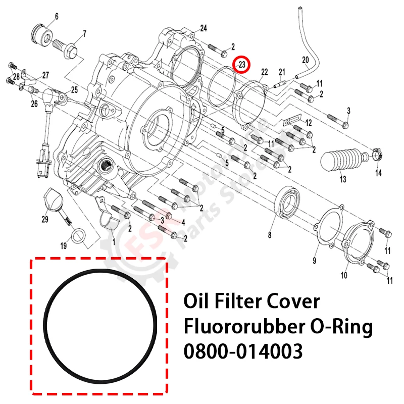 Oil Filter Cover FKM O-Ring,FOR CFMoto ATV 191Q Engine 400cc SSV UTV CForce 400 450 800 Fluororubber O-Ring 63x2.5 0800-014003