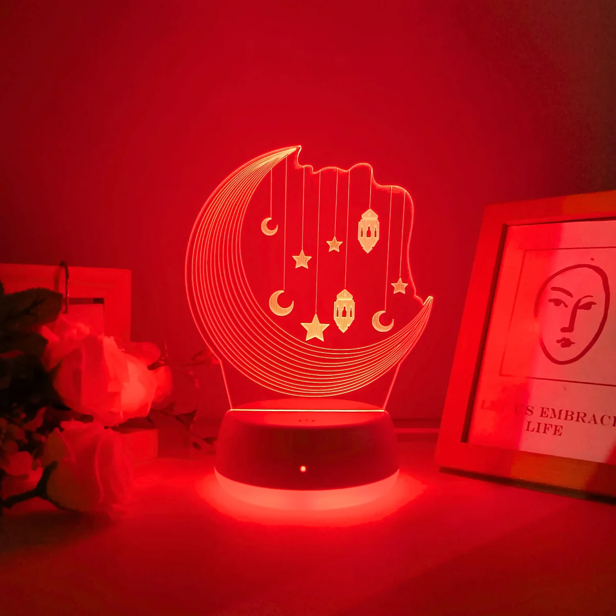 1pc Beautiful Creative Moon Exquisite 3D Night Light, Touch Switch Seven Color Conversion, USB Power Supply, Decorative Light.
