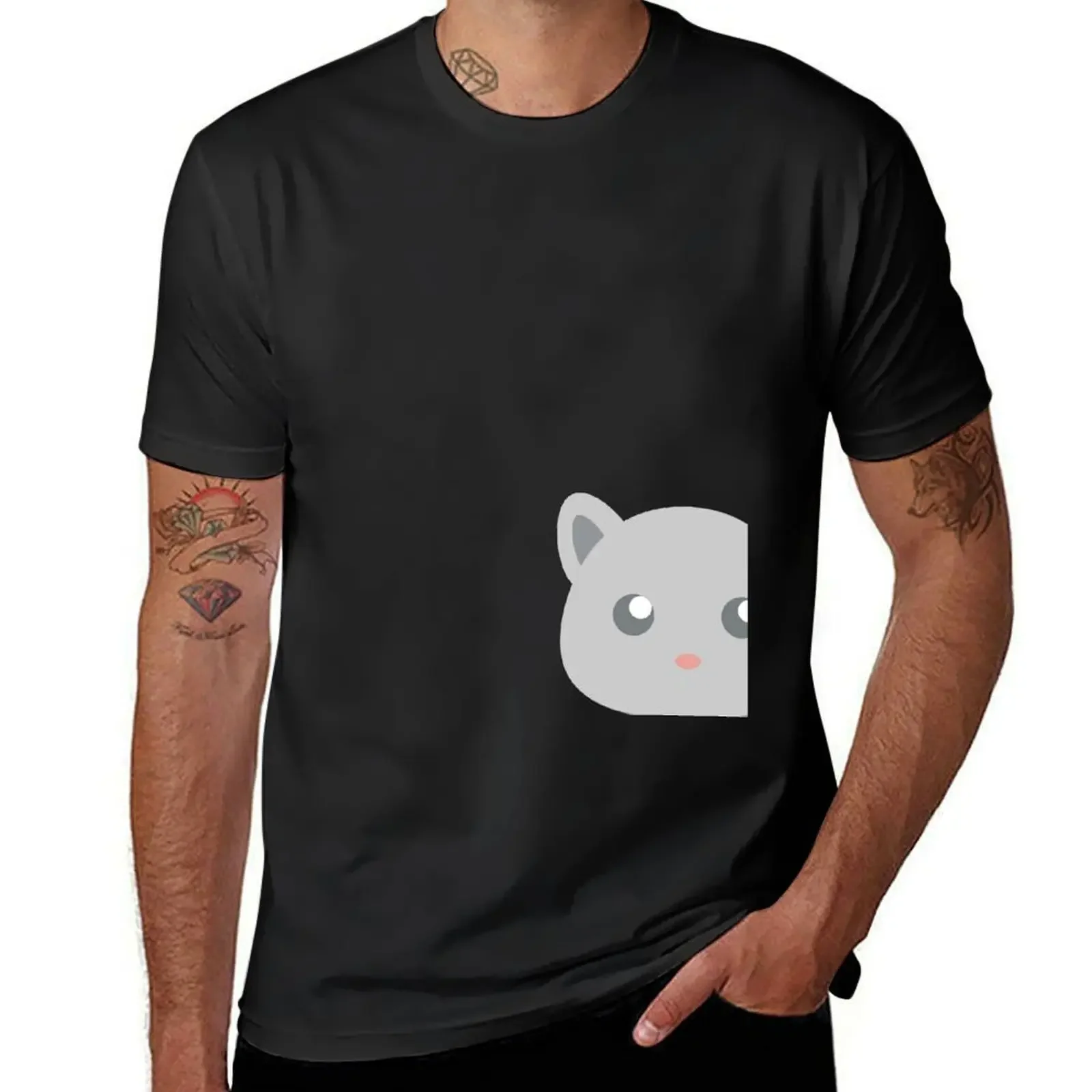 Sweet Gray cat T-Shirt customizeds sweat plain black t shirts men