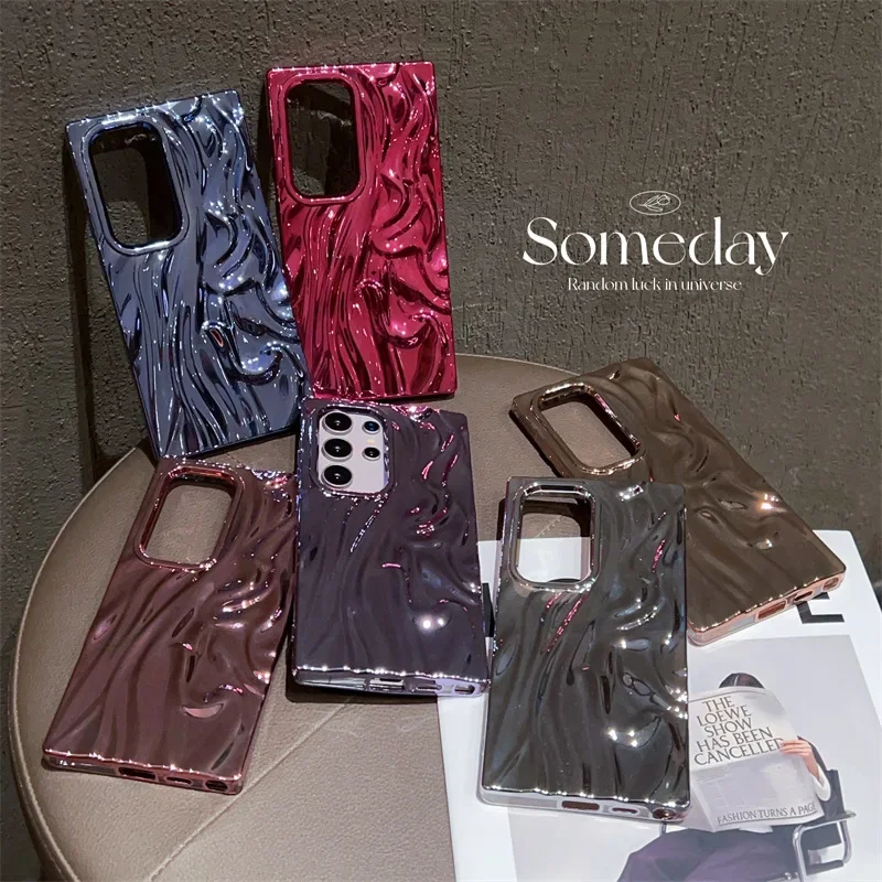 

Wrinkled Electroplated Protective Case for Samsung Galaxy S23 S24 S25 Ultra S23U S24U S25U Shell