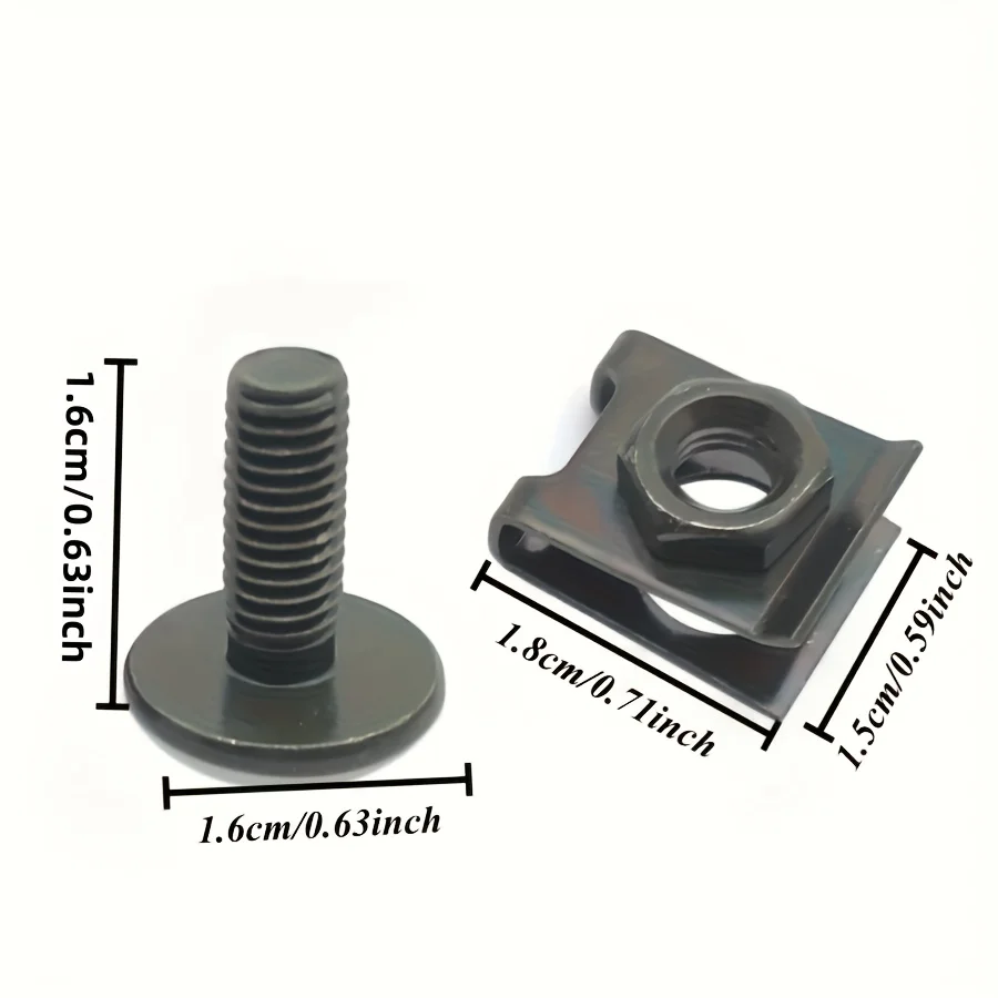 Garde-boue de capot de voiture, 15 pièces, plaque d'immatriculation de pare-chocs, attaches en forme de U avec trou de vis M6 en acier au carbone