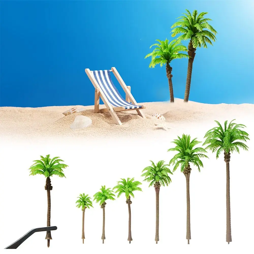 Palmera de plástico estereoscópica Artificial, micrófono de coco, paisaje artesanal, palmera de coco, decoración de escritorio en miniatura, 5 uds.