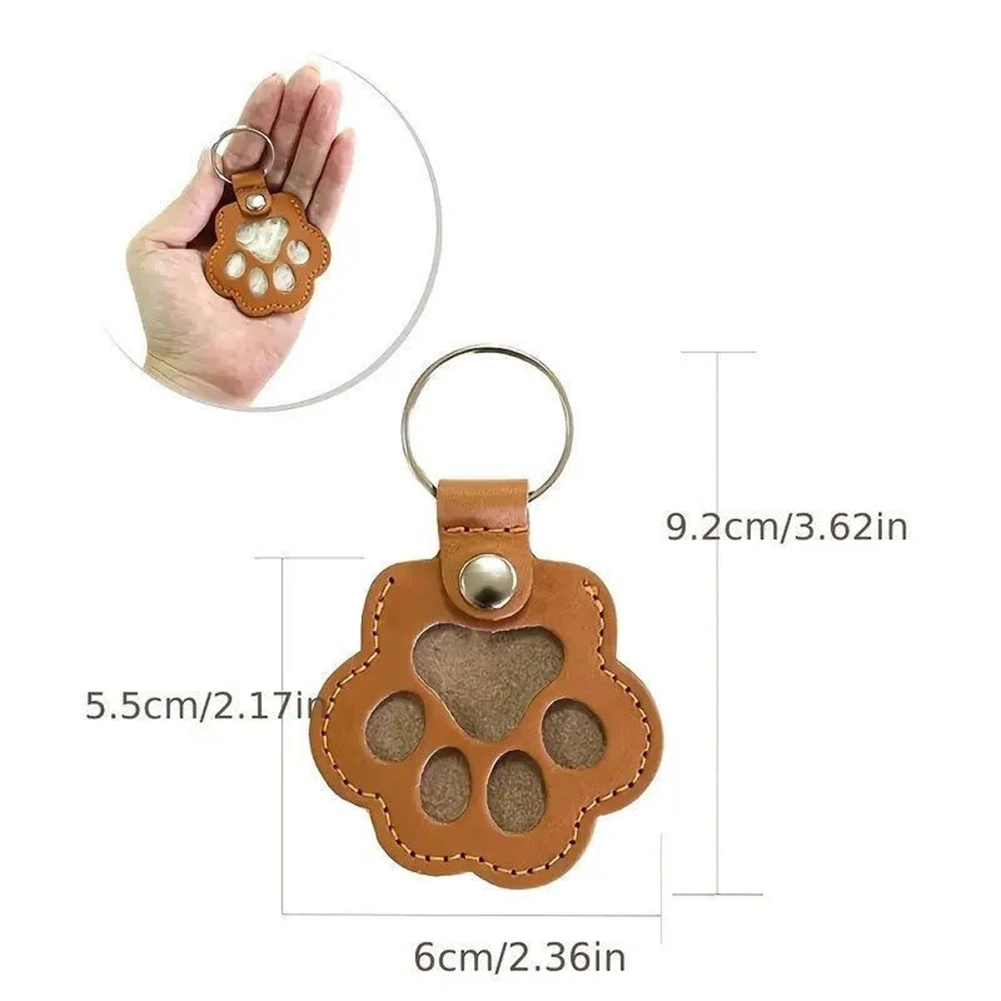 Portachiavi per collezionisti di peli di animali domestici a forma di zampa Portachiavi commemorativo per peli di animali domestici in pelle PU per gli amanti degli animali domestici