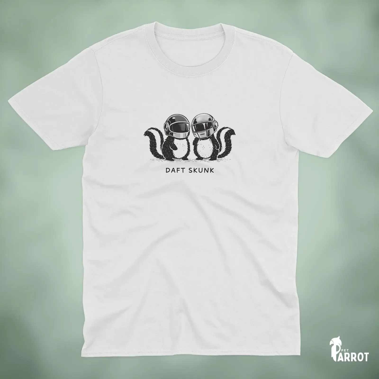 Daft Skunk T Shirt Funny Robot Helmet Animals Music Lover  vintage Washed Unisex Versatile Stylish Comfortable homme Slightly
