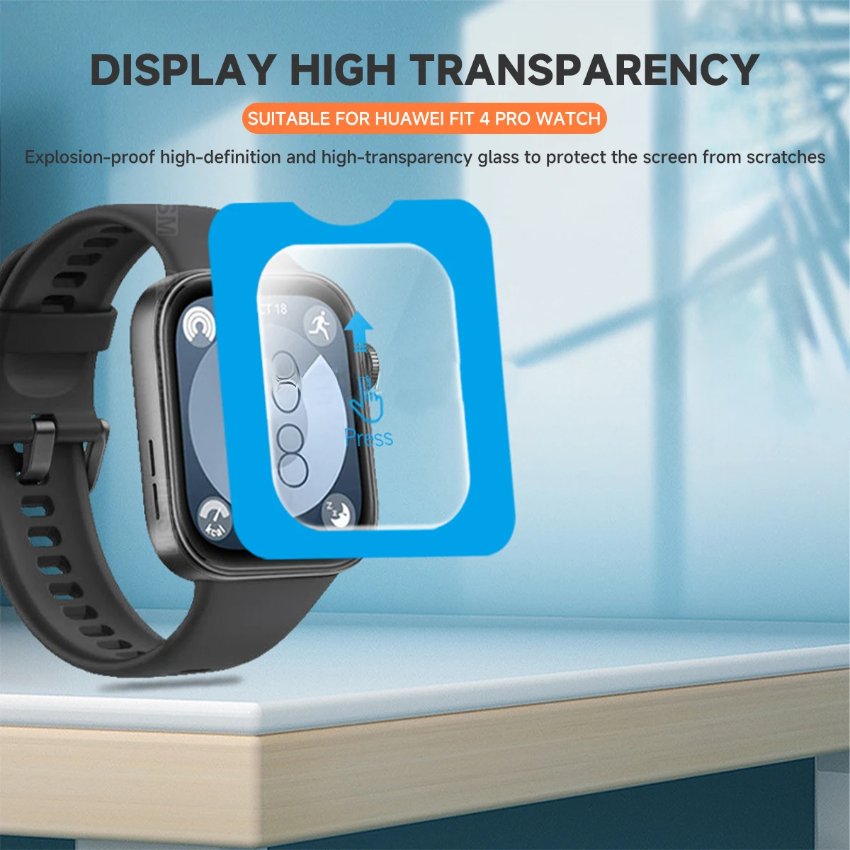1-5Pcs For Huawei Watch Fit 4Pro Tempered Glass Premium Anti-Scratch One-Click Easy Install Screen Protector For Huawei Fit 4Pro