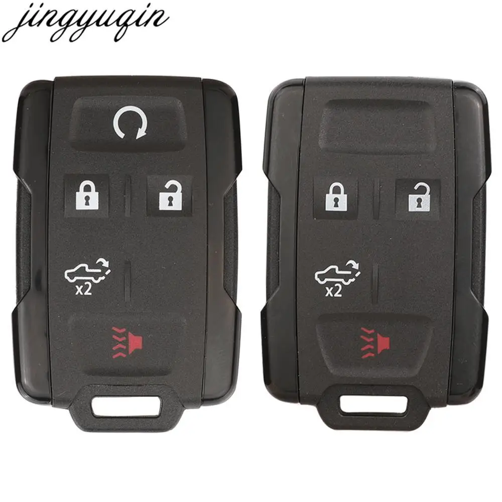 Jingyuqin 5pcs Remote Car Key Case Shell M3N32337200 For Chevrolet Suburban Tahoe Silverado Canyon GMC Pickup 4/5 Buttons Black