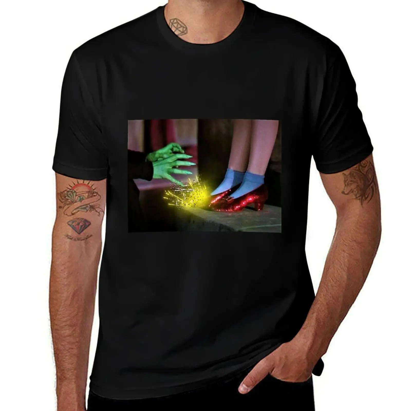 Digital glitter edit Wicked witch wants those shoes mask ruby slippers art edit T-Shirt topping custom t-shirts men clothing