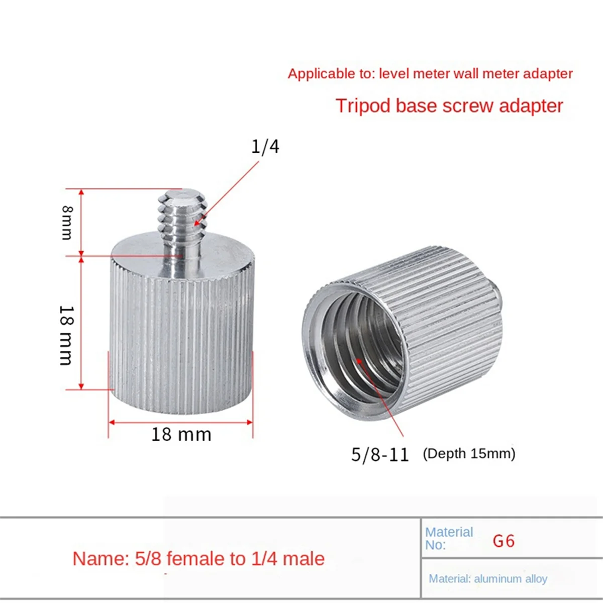 AT42 5/8 メス - 1/4 オス赤外線レベル三脚アダプターカメラ三脚赤外線アダプター