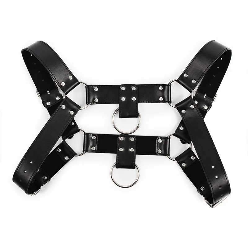 Black Fetish Male Lingerie Harness Leather Chest Belt Strap Carnival Party Nightclub Punk Rave Adults Accessories Sexy Costumes