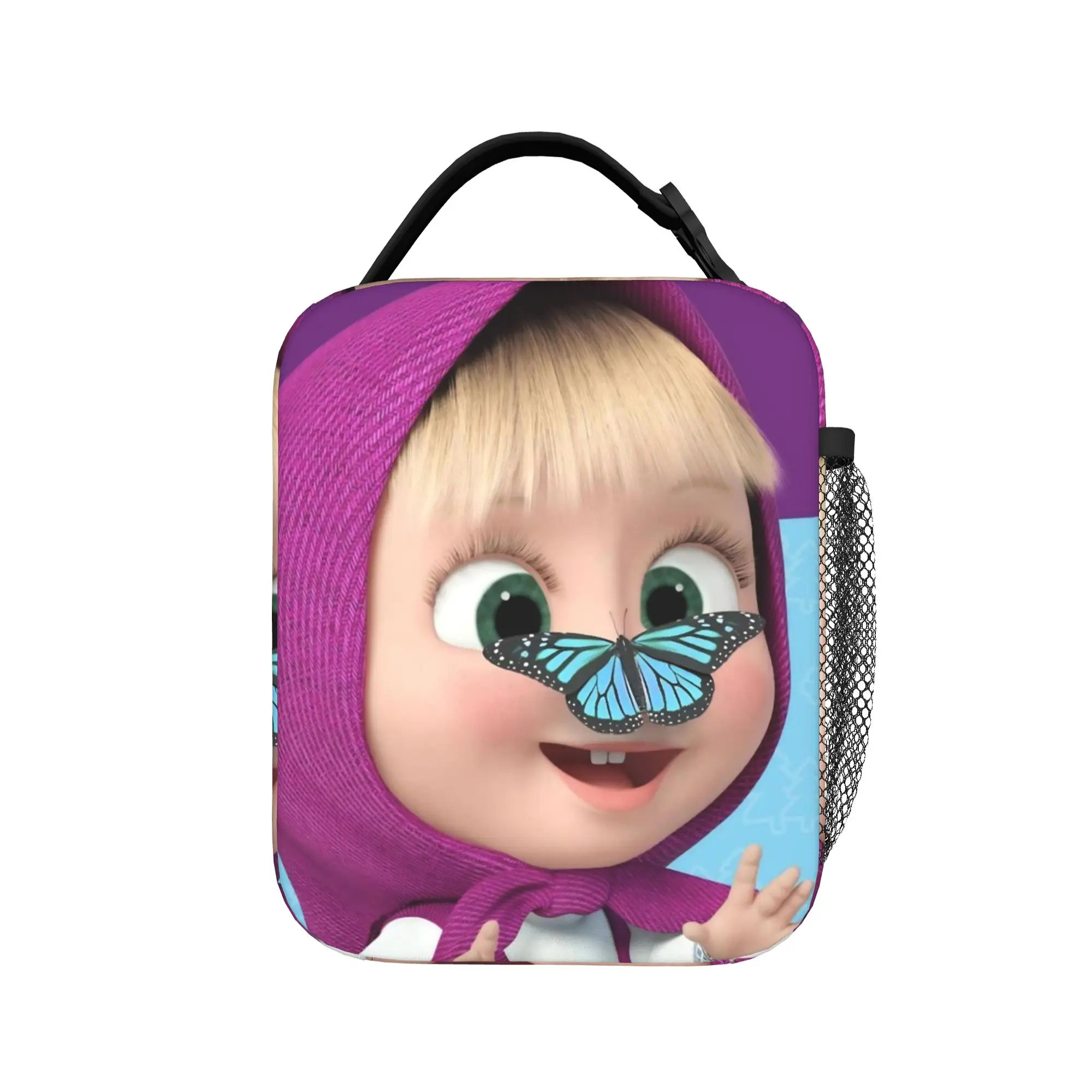Cartoon M-Masha and Bear Thermal Insulated Lunch Bag for Travel  Portable Food Bag Cooler Thermal Lunch Box