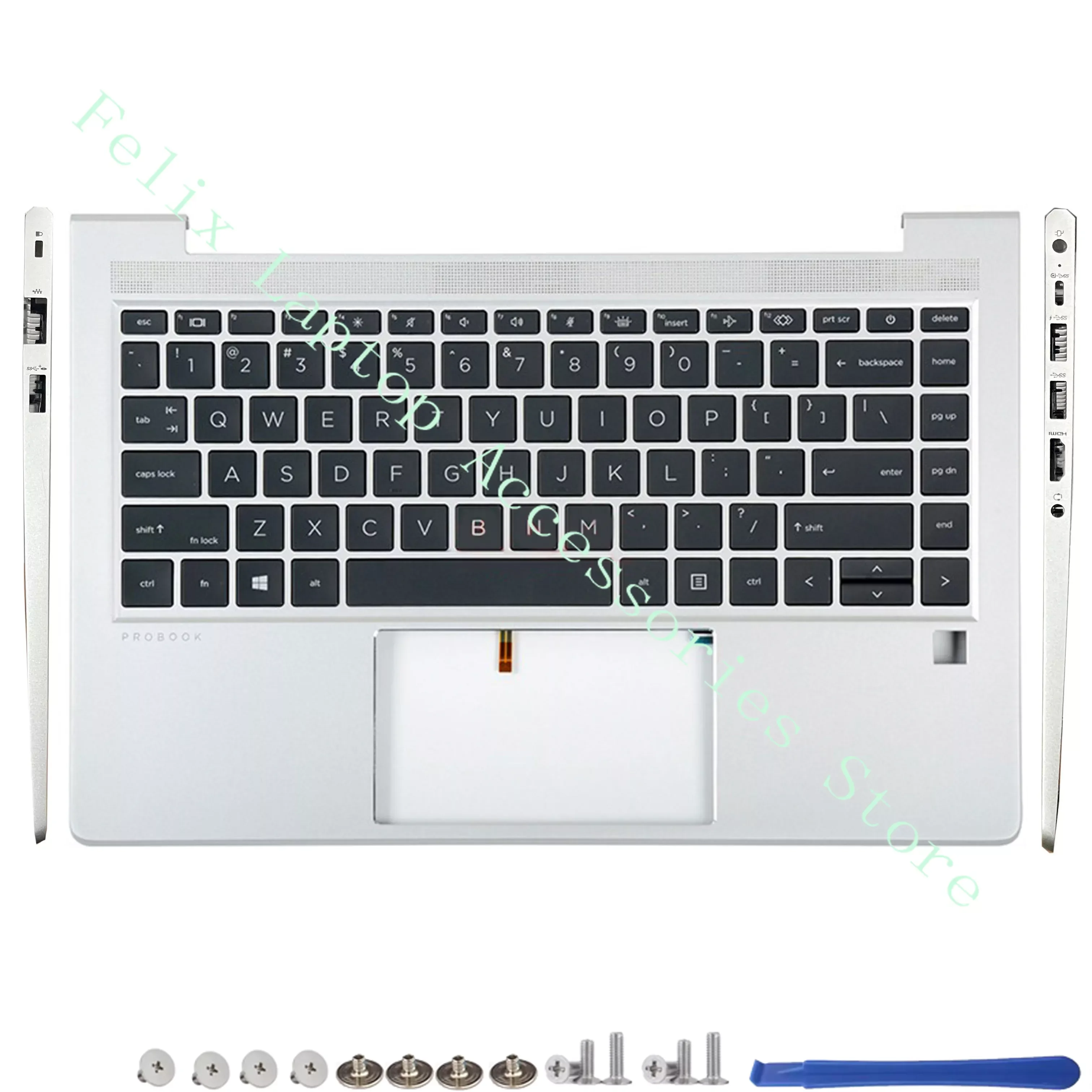 Imagem -06 - Laptop Case para hp Probook Tampa Traseira Lcd Moldura Frontal Palmrest Teclado Superior Inferior 440 g8 445 g8 Pro 14 g4 Novo