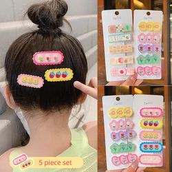5 Pcs/Set Children Cute Spring Flower Animal Colors Barrettes Hairpins Baby Girls lovely Relief Hair Clips Kids Hair Accessories
