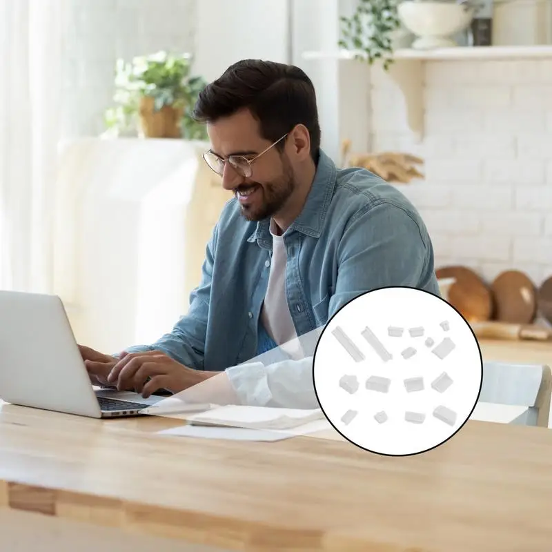 ラップトップ用防塵キャップ,USB充電ポート保護カバー,16個