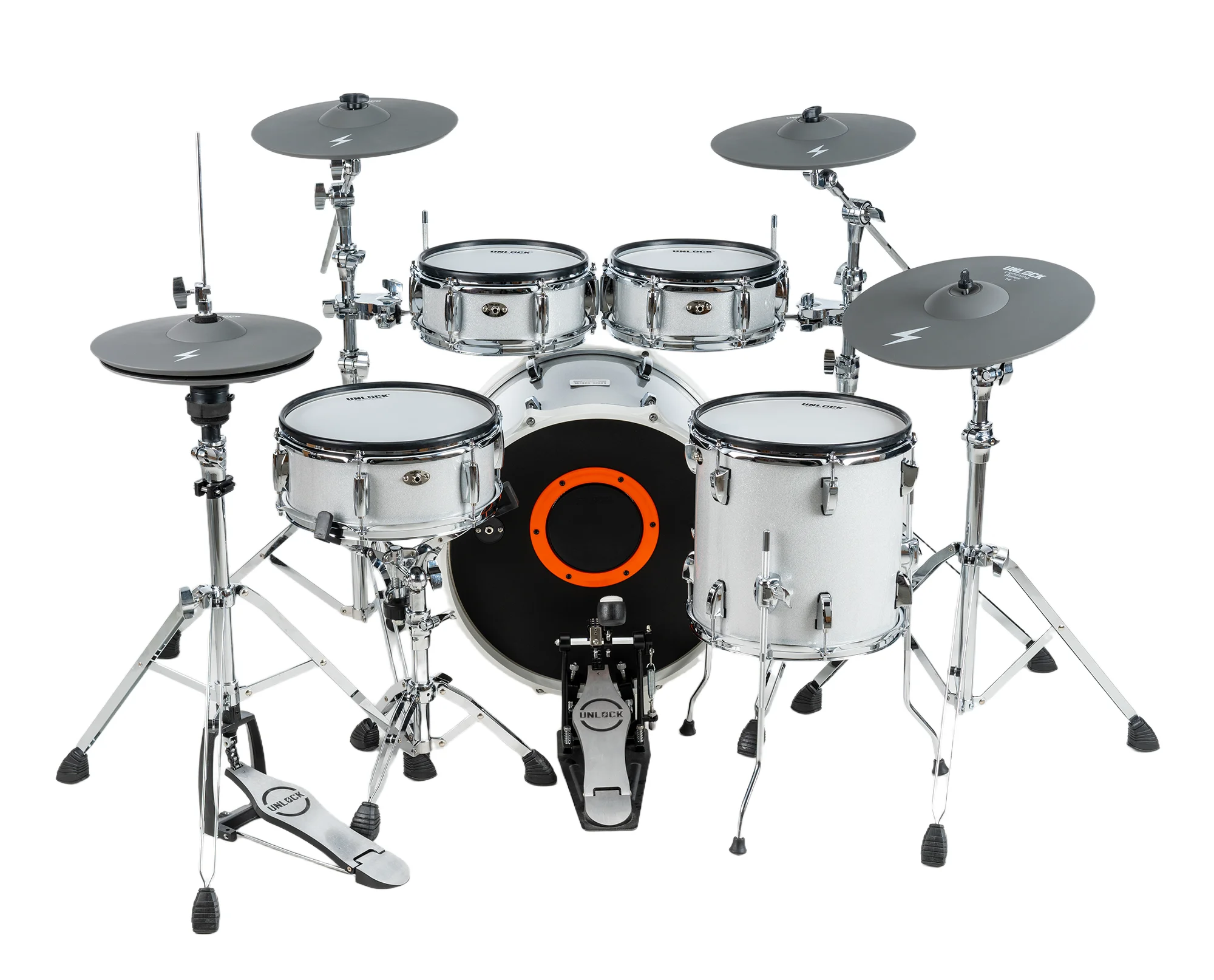 2025 Silver Edition Mini Double Layer Luxury Electronic Drum Kit-Lightning Coach Mode Roland//ATV/EFNOTE/ Compatible