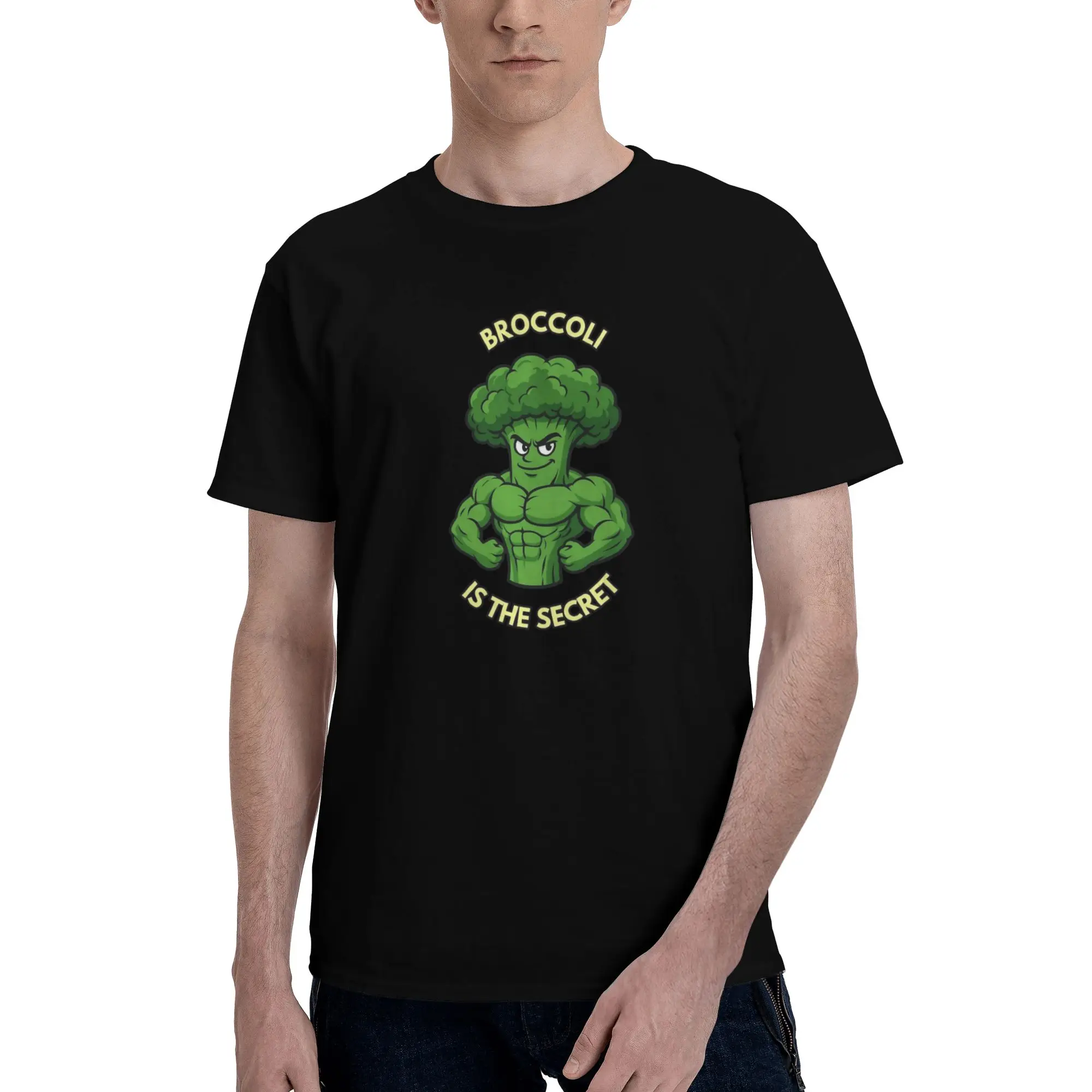 1 Piece Jacked Graphic Funny 100% Cotton T-Shirt Broccoli Love Tees Tops For Men
