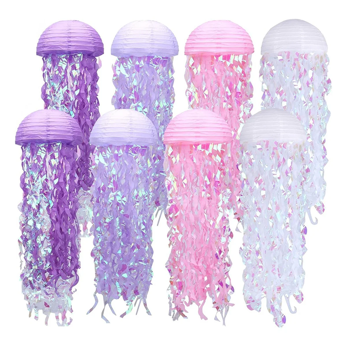 AA83 Paper Lanterns Set, 8Pcs Jellyfish Decorations for Under the Sea Partys Decorations Supplies, Jellyfish Lanterns