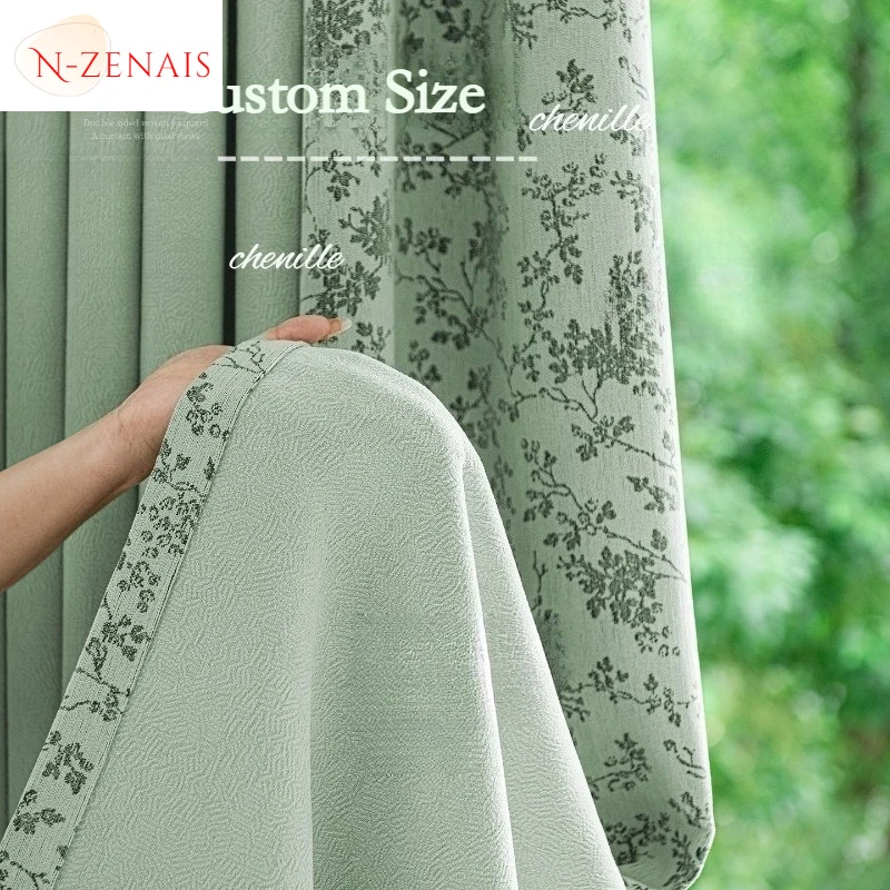 Chenille Jacquard Blackout Mid-century French Style Custom Size Elegant Luxury Curtains for Living Dining Room Bedroom Fashion