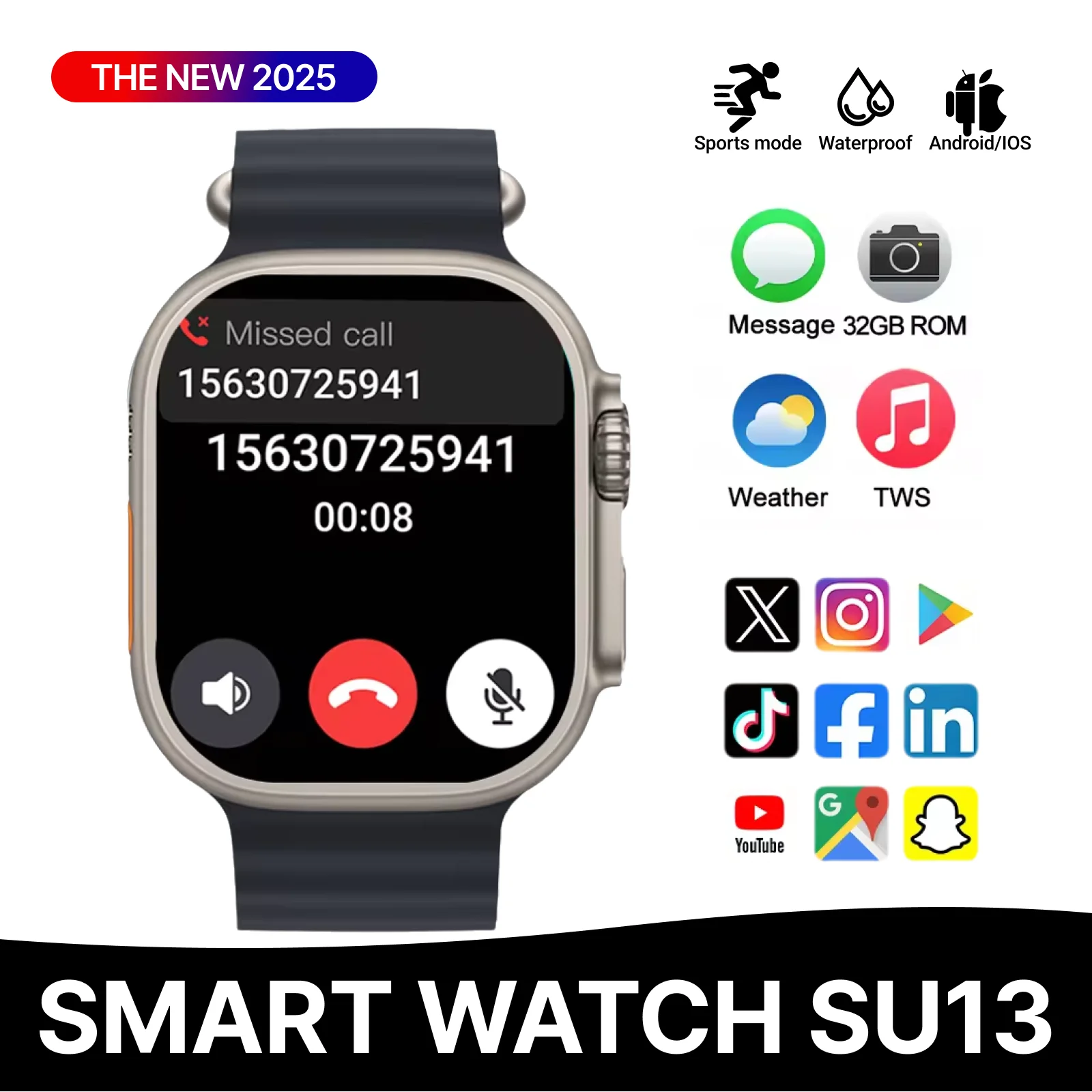 

SU13 5G Все умные часы Android Операционная система GPS Карта Google Play YouTube Пассометр Трекер сна SIM-карта