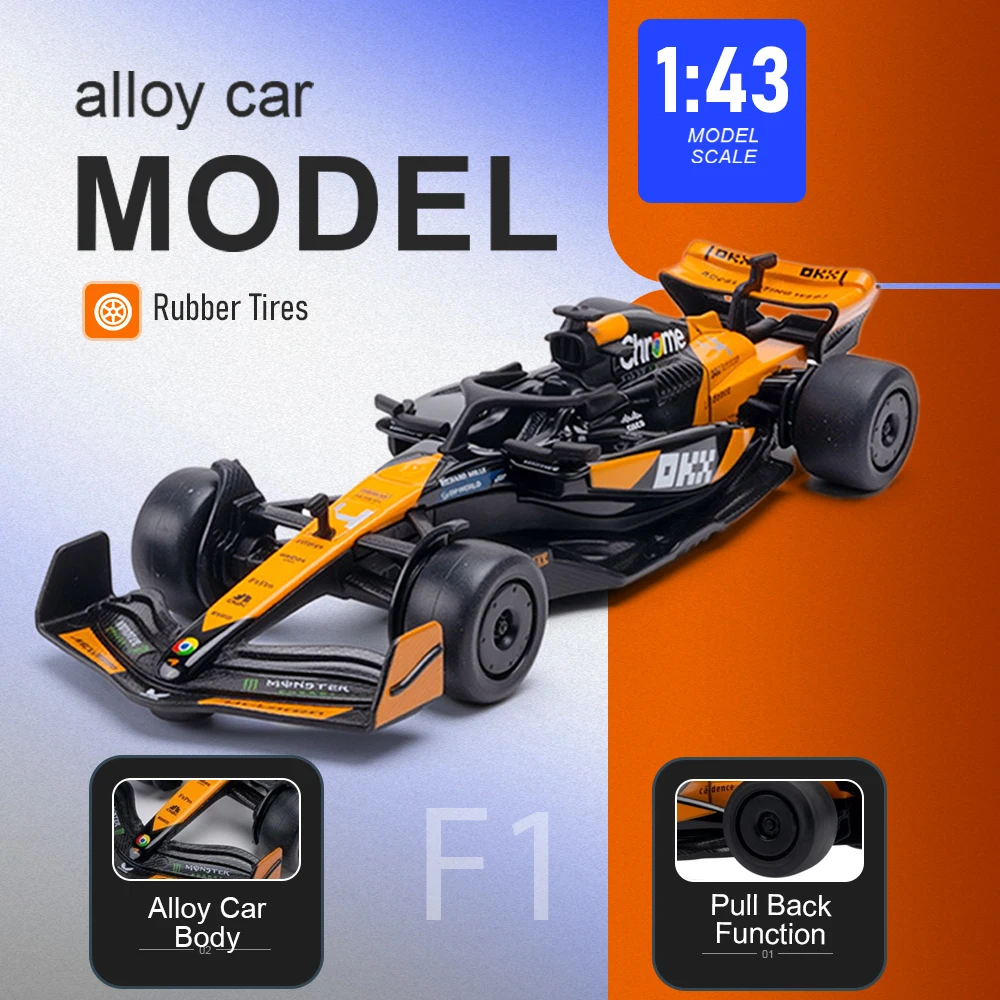 

1:43 Scale F1 Model Racing Car Toys Metal Diecast Rubber Tires with Acrylic Box Simulation Toy Supercars for Boys Birthday Gifts