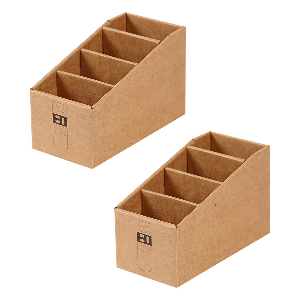 

2Pcs Remote Control Storage Box Creative Paper Multi-Grid Organizer Holder Home Office Bedroom Desktop Practical Sundries Box