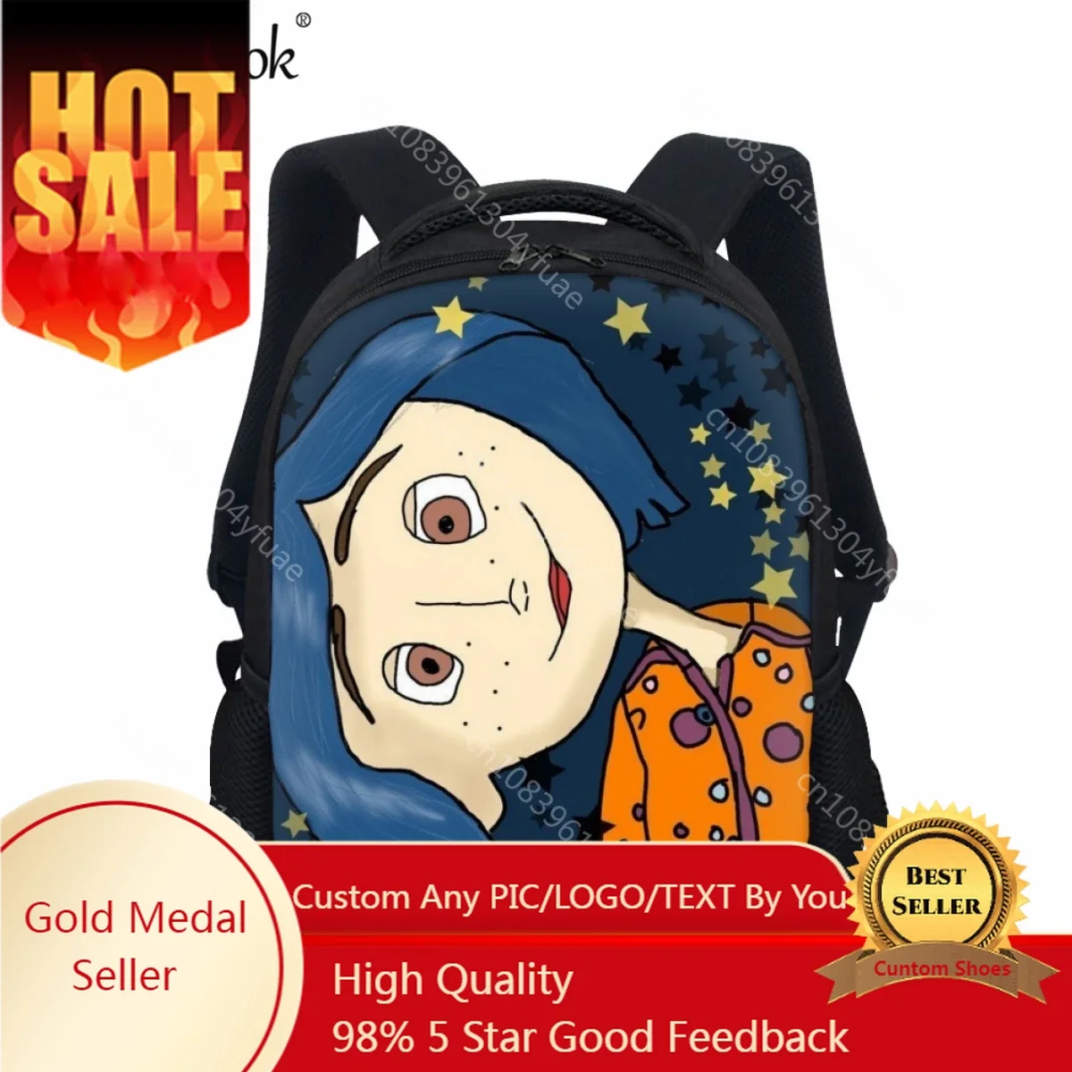 Cartoon Coraline Fluffy Print School Bag for Kids Practical Travel Backpack Children's School Lunch Bag Book Bags