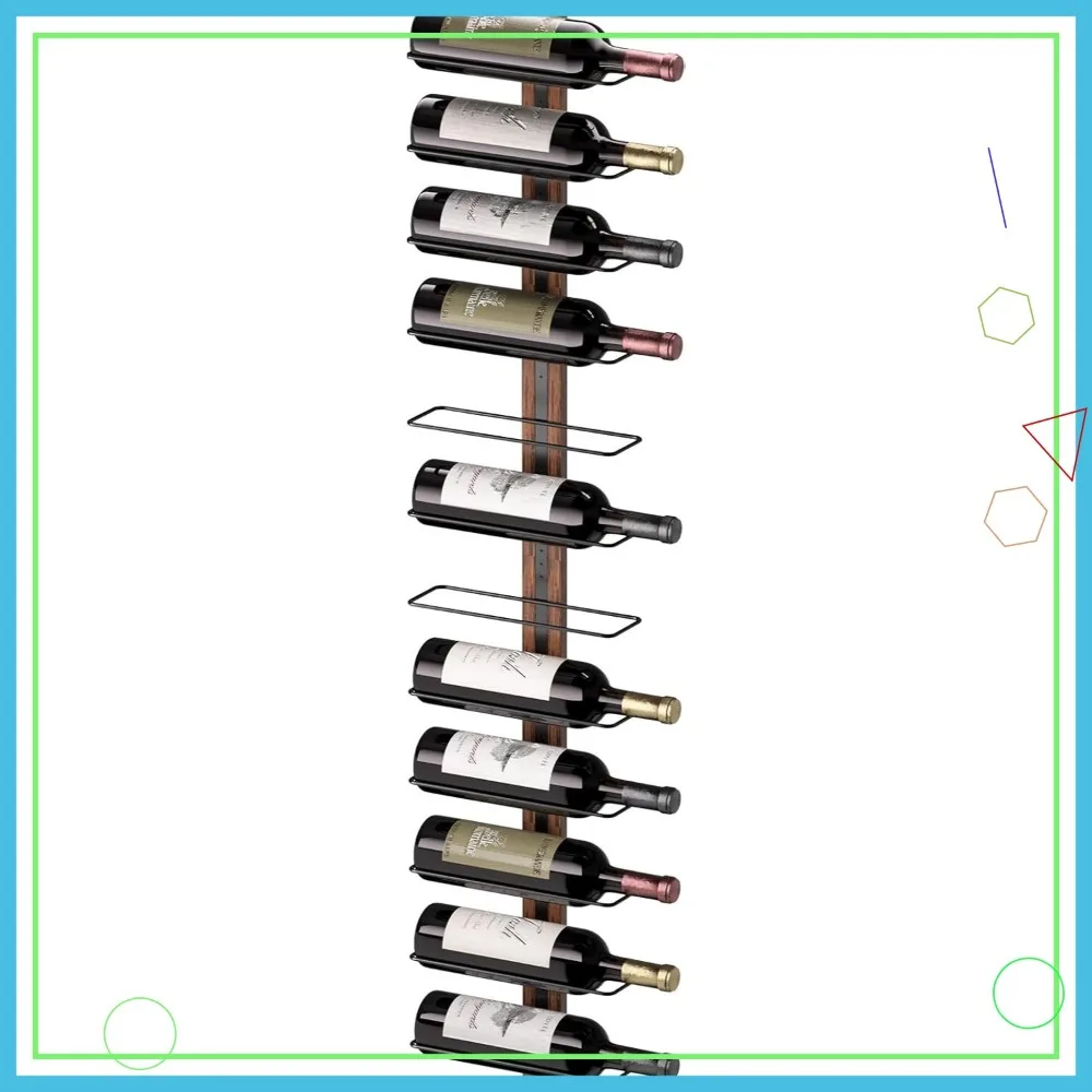 

Wall Mounted Wood Wine Rack for 12 Bottles, Kitchen Dining Bar Storage Holder