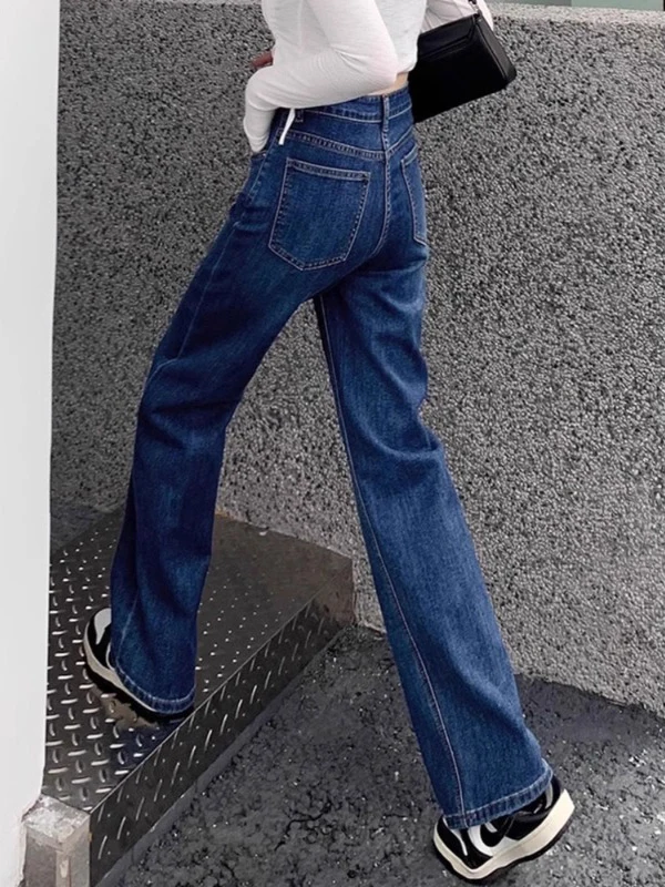 High Waist Straight Leg Jeans Women's Spring Autumn Winter New Style Slimming Small Size Floor Length Casual Fashion